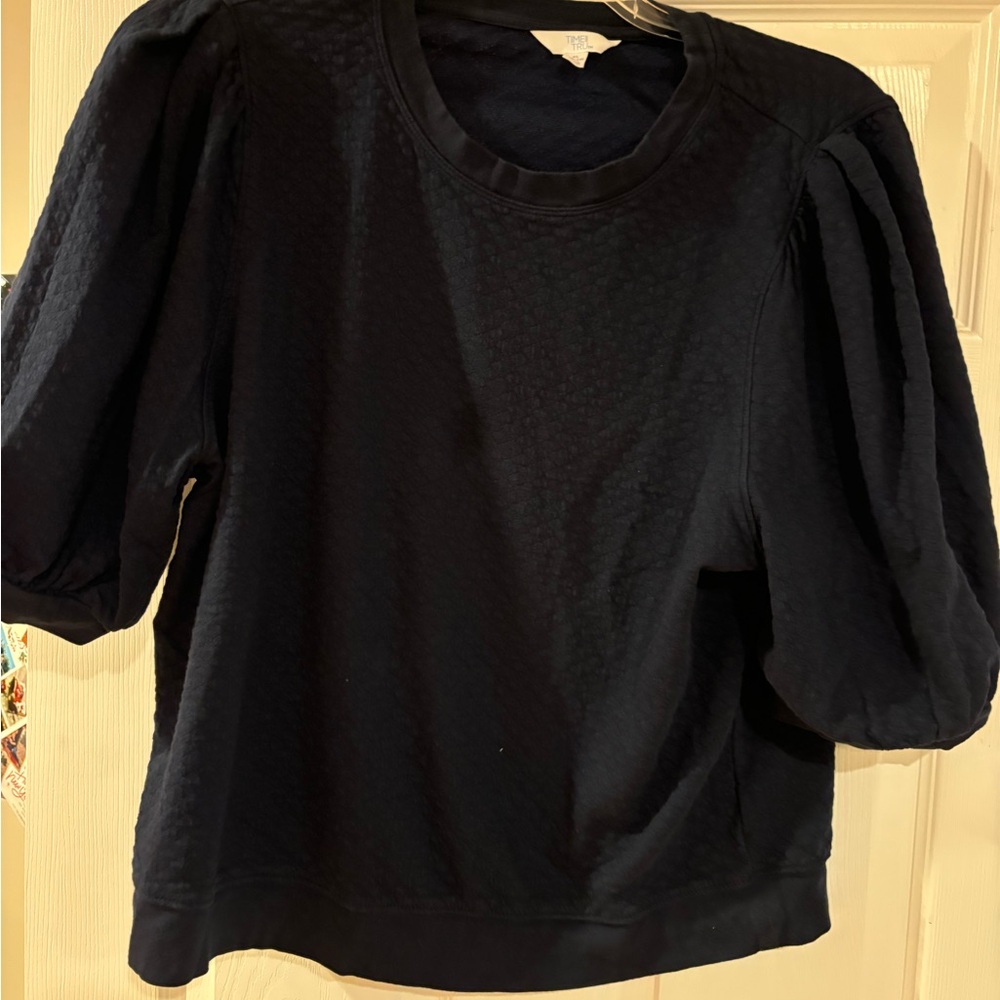 Women's Blue Puff Sleeve Top